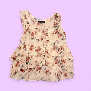 Cream and pink floral top